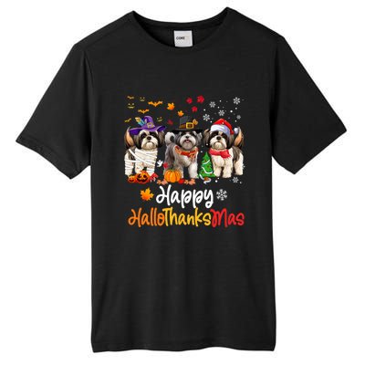 Shih Tzu Dog Halloween Christmas Happy Hallothanksmas Tall Fusion ChromaSoft Performance T-Shirt