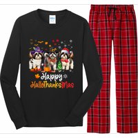 Shih Tzu Dog Halloween Christmas Happy Hallothanksmas Long Sleeve Pajama Set