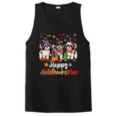 Shih Tzu Dog Halloween Christmas Happy Hallothanksmas PosiCharge Competitor Tank