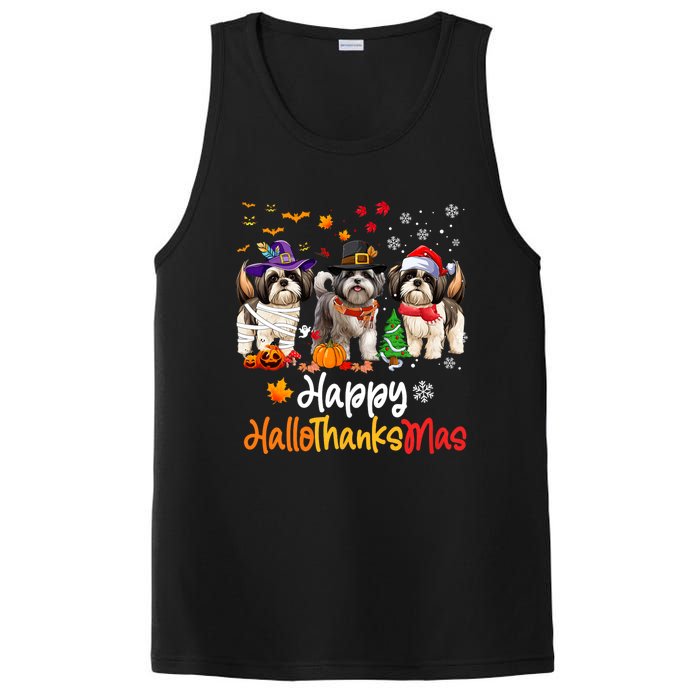 Shih Tzu Dog Halloween Christmas Happy Hallothanksmas PosiCharge Competitor Tank