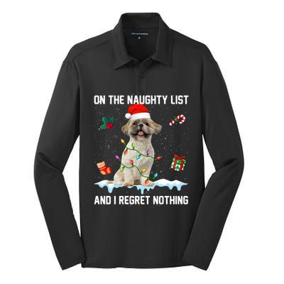 Shih Tzu Dog Naughty List And I Regret Nothing Xmas Gift Silk Touch Performance Long Sleeve Polo