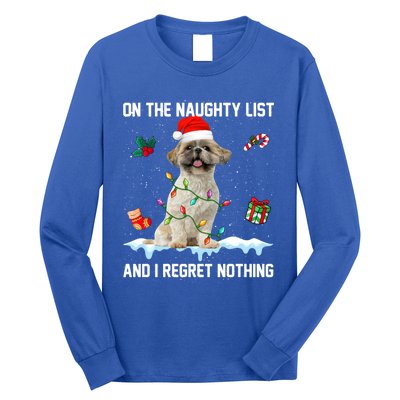 Shih Tzu Dog Naughty List And I Regret Nothing Xmas Gift Long Sleeve Shirt