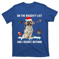 Shih Tzu Dog Naughty List And I Regret Nothing Xmas Gift T-Shirt