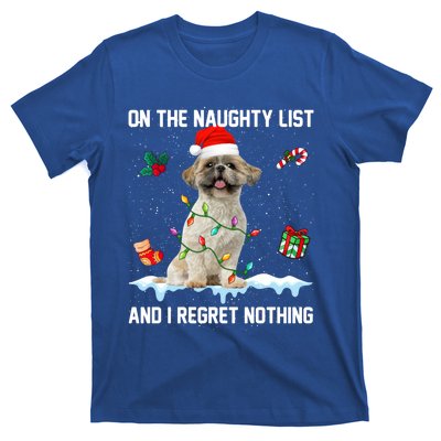 Shih Tzu Dog Naughty List And I Regret Nothing Xmas Gift T-Shirt