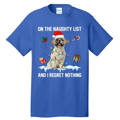 Shih Tzu Dog Naughty List And I Regret Nothing Xmas Gift Tall T-Shirt