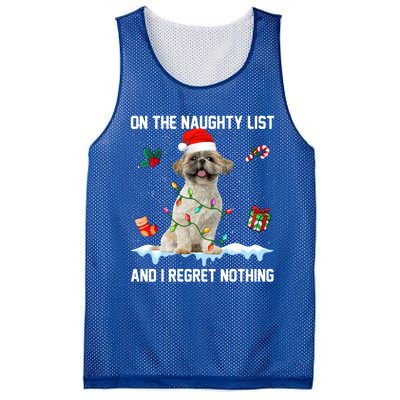 Shih Tzu Dog Naughty List And I Regret Nothing Xmas Gift Mesh Reversible Basketball Jersey Tank