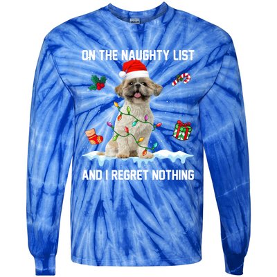 Shih Tzu Dog Naughty List And I Regret Nothing Xmas Gift Tie-Dye Long Sleeve Shirt