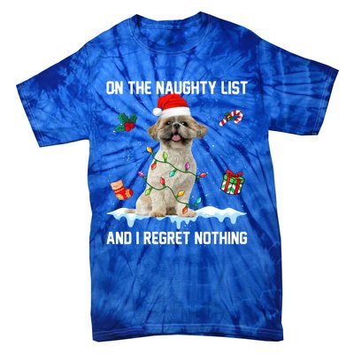 Shih Tzu Dog Naughty List And I Regret Nothing Xmas Gift Tie-Dye T-Shirt