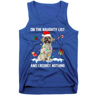 Shih Tzu Dog Naughty List And I Regret Nothing Xmas Gift Tank Top