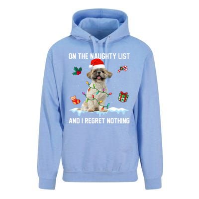 Shih Tzu Dog Naughty List And I Regret Nothing Xmas Gift Unisex Surf Hoodie