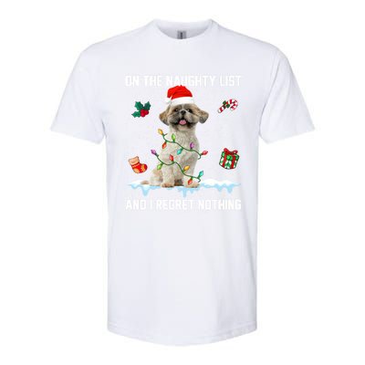 Shih Tzu Dog Naughty List And I Regret Nothing Xmas Gift Softstyle CVC T-Shirt