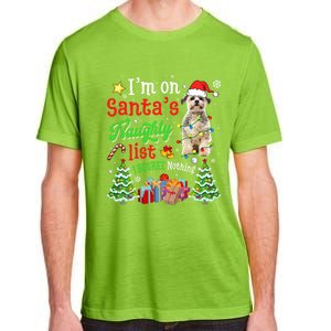 Shih Tzu Dog On Santa's Naughty Funny List Xmas Cool Gift Adult ChromaSoft Performance T-Shirt