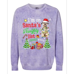 Shih Tzu Dog On Santa's Naughty Funny List Xmas Cool Gift Colorblast Crewneck Sweatshirt