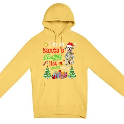 Shih Tzu Dog On Santa's Naughty Funny List Xmas Cool Gift Premium Pullover Hoodie