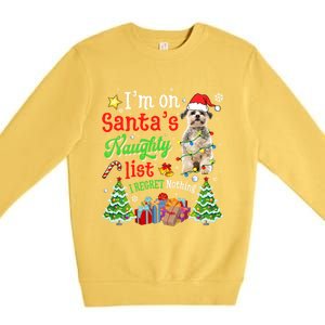 Shih Tzu Dog On Santa's Naughty Funny List Xmas Cool Gift Premium Crewneck Sweatshirt