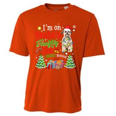 Shih Tzu Dog On Santa's Naughty Funny List Xmas Cool Gift Cooling Performance Crew T-Shirt