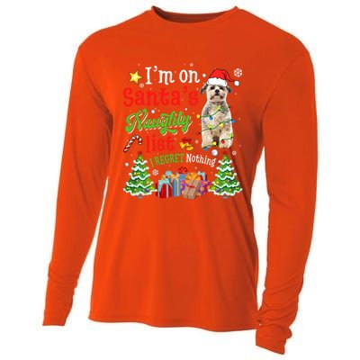 Shih Tzu Dog On Santa's Naughty Funny List Xmas Cool Gift Cooling Performance Long Sleeve Crew