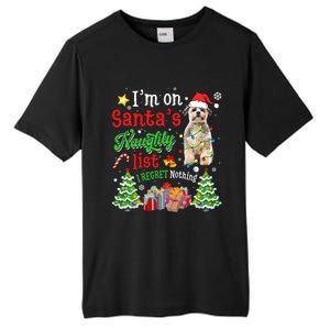 Shih Tzu Dog On Santa's Naughty Funny List Xmas Cool Gift Tall Fusion ChromaSoft Performance T-Shirt