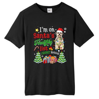 Shih Tzu Dog On Santa's Naughty Funny List Xmas Cool Gift Tall Fusion ChromaSoft Performance T-Shirt