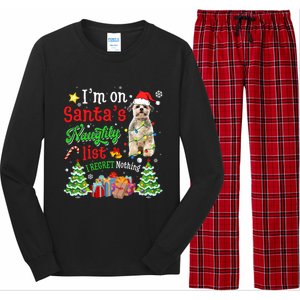 Shih Tzu Dog On Santa's Naughty Funny List Xmas Cool Gift Long Sleeve Pajama Set