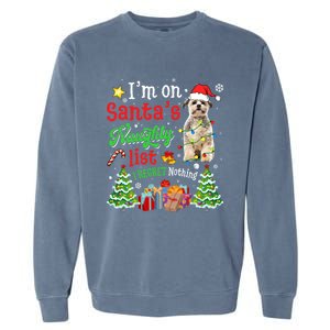 Shih Tzu Dog On Santa's Naughty Funny List Xmas Cool Gift Garment-Dyed Sweatshirt