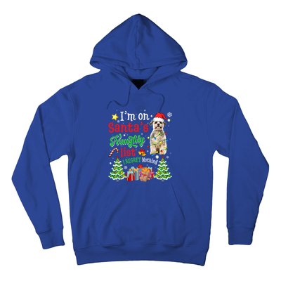 Shih Tzu Dog On Santa's Naughty Funny List Xmas Cool Gift Hoodie