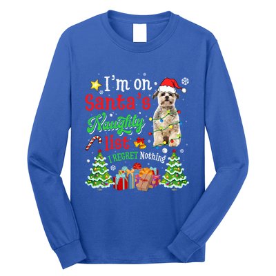 Shih Tzu Dog On Santa's Naughty Funny List Xmas Cool Gift Long Sleeve Shirt