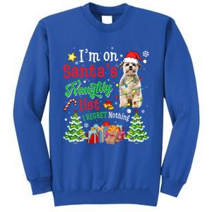 Shih Tzu Dog On Santa's Naughty Funny List Xmas Cool Gift Sweatshirt