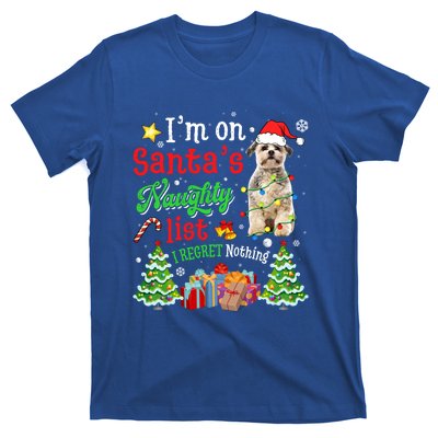 Shih Tzu Dog On Santa's Naughty Funny List Xmas Cool Gift T-Shirt