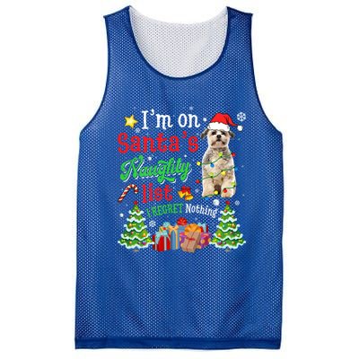 Shih Tzu Dog On Santa's Naughty Funny List Xmas Cool Gift Mesh Reversible Basketball Jersey Tank