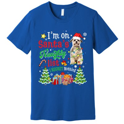 Shih Tzu Dog On Santa's Naughty Funny List Xmas Cool Gift Premium T-Shirt