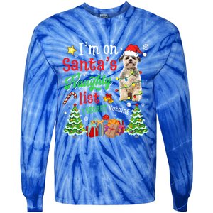 Shih Tzu Dog On Santa's Naughty Funny List Xmas Cool Gift Tie-Dye Long Sleeve Shirt