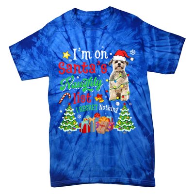 Shih Tzu Dog On Santa's Naughty Funny List Xmas Cool Gift Tie-Dye T-Shirt