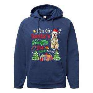 Shih Tzu Dog On Santa's Naughty Funny List Xmas Cool Gift Performance Fleece Hoodie