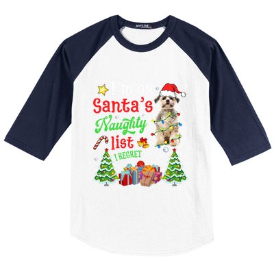 Shih Tzu Dog On Santa's Naughty Funny List Xmas Cool Gift Baseball Sleeve Shirt