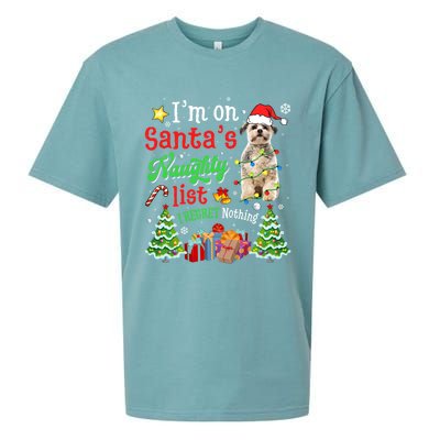 Shih Tzu Dog On Santa's Naughty Funny List Xmas Cool Gift Sueded Cloud Jersey T-Shirt