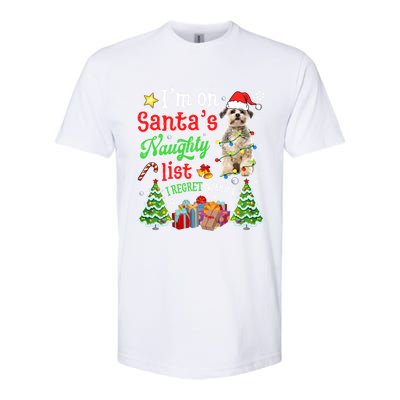 Shih Tzu Dog On Santa's Naughty Funny List Xmas Cool Gift Softstyle CVC T-Shirt