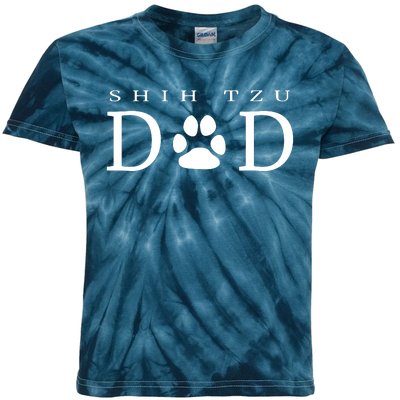 Shih Tzu Dad Dog Gift Paw Print Funny Kids Tie-Dye T-Shirt