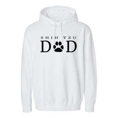 Shih Tzu Dad Dog Gift Paw Print Funny Garment-Dyed Fleece Hoodie