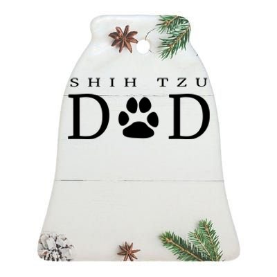 Shih Tzu Dad Dog Gift Paw Print Funny Ceramic Bell Ornament