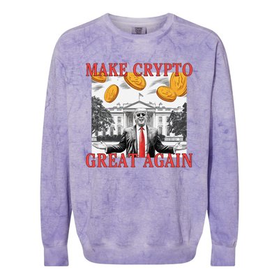 Sarcastic Trump DaddyS Home Make Crypto Great Again Bitcoin Colorblast Crewneck Sweatshirt