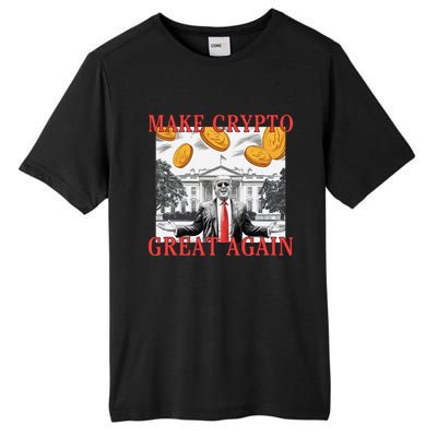 Sarcastic Trump DaddyS Home Make Crypto Great Again Bitcoin Tall Fusion ChromaSoft Performance T-Shirt