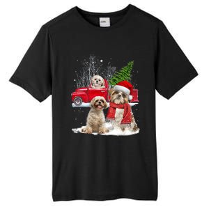 Shih Tzu Dog Riding Red Truck Christmas Tree Xmas Gift Tall Fusion ChromaSoft Performance T-Shirt