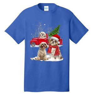 Shih Tzu Dog Riding Red Truck Christmas Tree Xmas Gift Tall T-Shirt