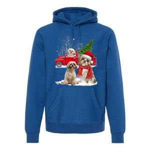 Shih Tzu Dog Riding Red Truck Christmas Tree Xmas Gift Premium Hoodie