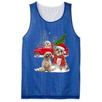 Shih Tzu Dog Riding Red Truck Christmas Tree Xmas Gift Mesh Reversible Basketball Jersey Tank