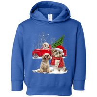 Shih Tzu Dog Riding Red Truck Christmas Tree Xmas Gift Toddler Hoodie