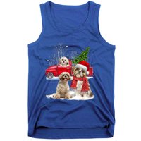 Shih Tzu Dog Riding Red Truck Christmas Tree Xmas Gift Tank Top