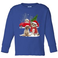 Shih Tzu Dog Riding Red Truck Christmas Tree Xmas Gift Toddler Long Sleeve Shirt