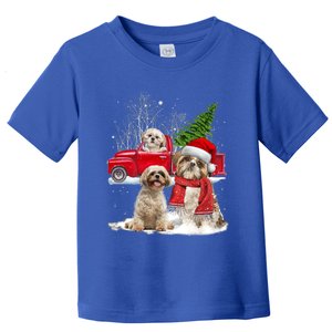 Shih Tzu Dog Riding Red Truck Christmas Tree Xmas Gift Toddler T-Shirt